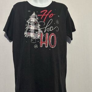 Holiday Time Black and Red Christmas Tee XL